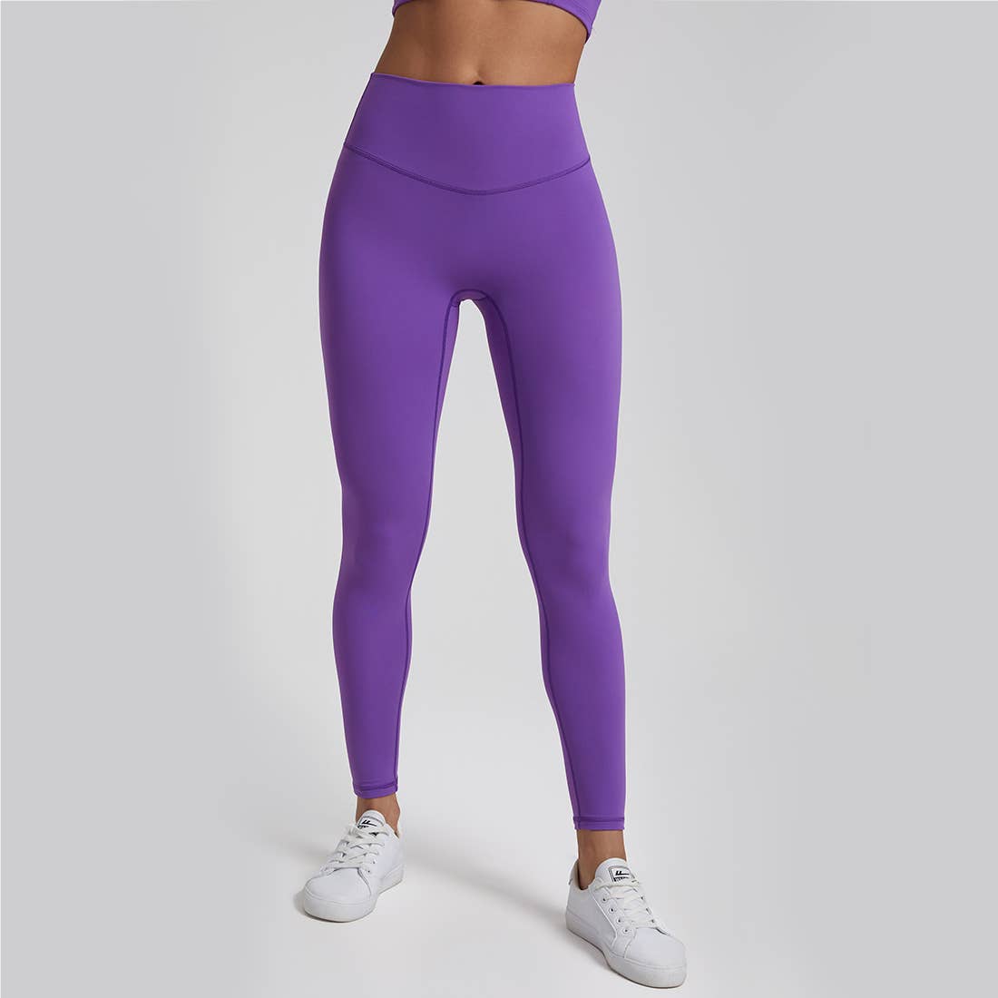 Women Solid High-Waisted Leggings - Violet