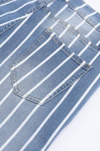 Vertical Striped Ripped Flare Jeans - Smokey Wash FINAL SALE!