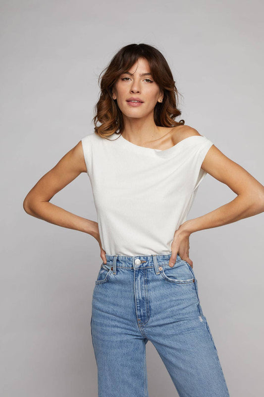 Drop Shoulder Top - Soft White/Cream
