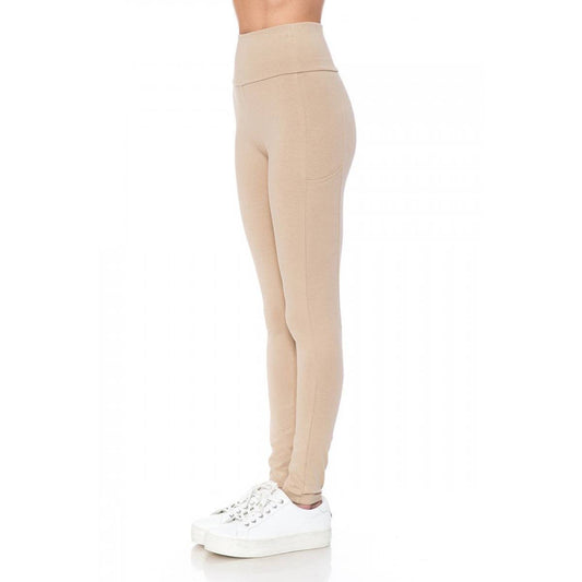 Phone Pocket High Waist Leggings - Beige