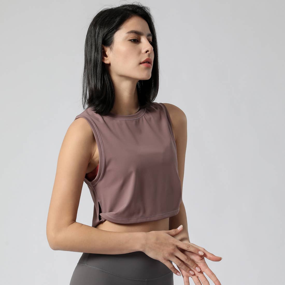 Soft Crop Sport Tank Top - Smokey Purple