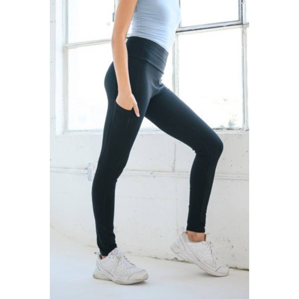 Phone Pocket High Waist Leggings - Navy