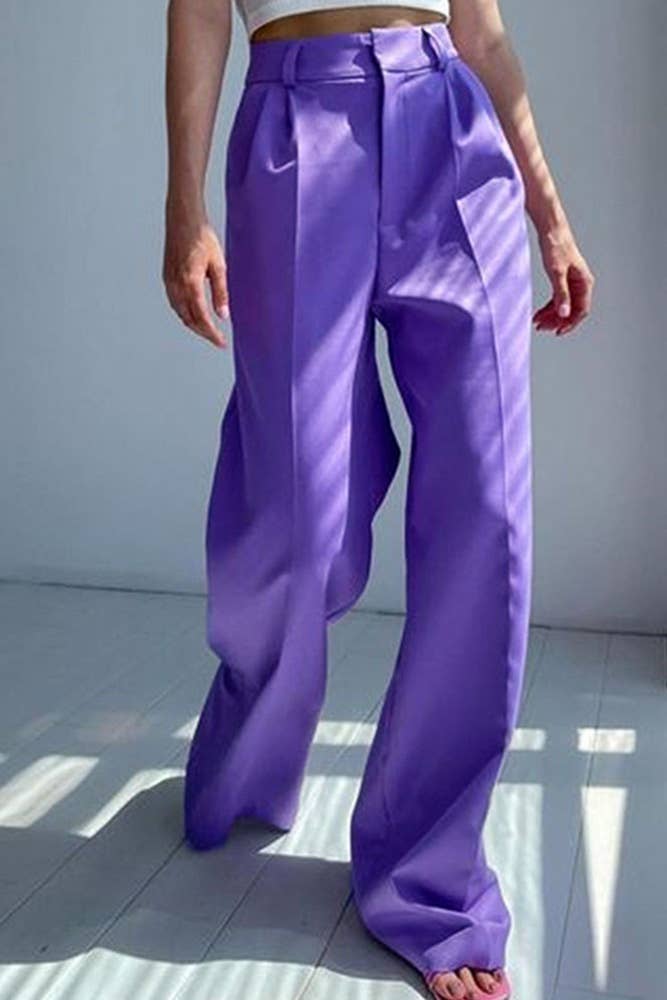 High Waist Wide Leg Pants - Violet FINAL SALE!