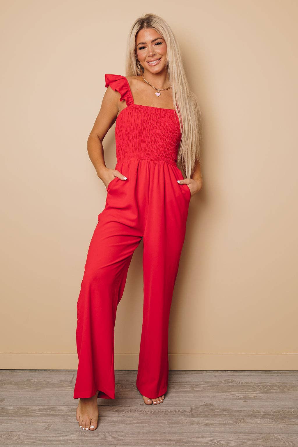 Serena Wide Leg Jumpsuit: True Red FINAL SALE!