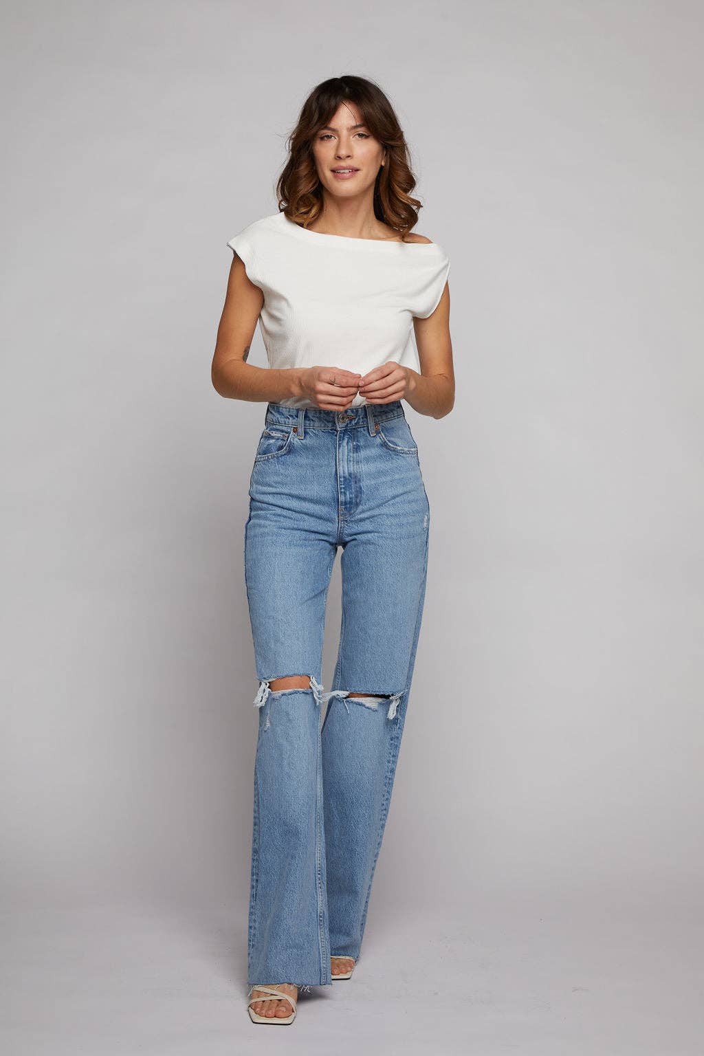 Drop Shoulder Top - Soft White/Cream