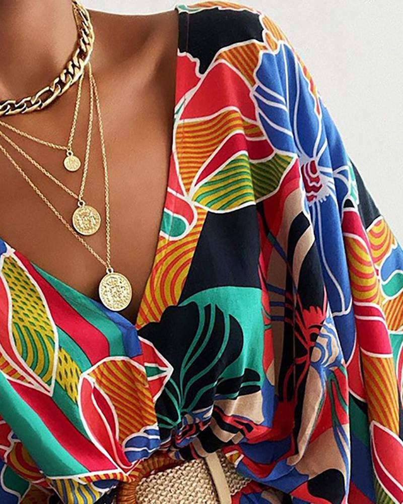 Floral Print Bell Sleeve Romper - Multi-Colored FINAL SALE