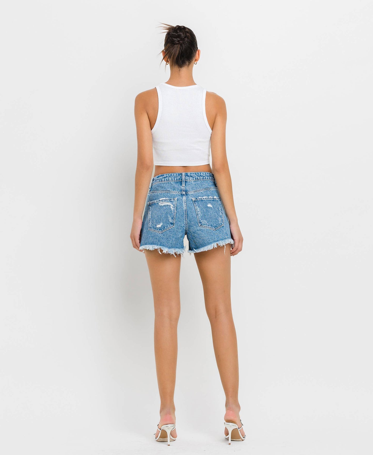 Super High Rise Color Block Shorts - Light Wash FINAL SALE