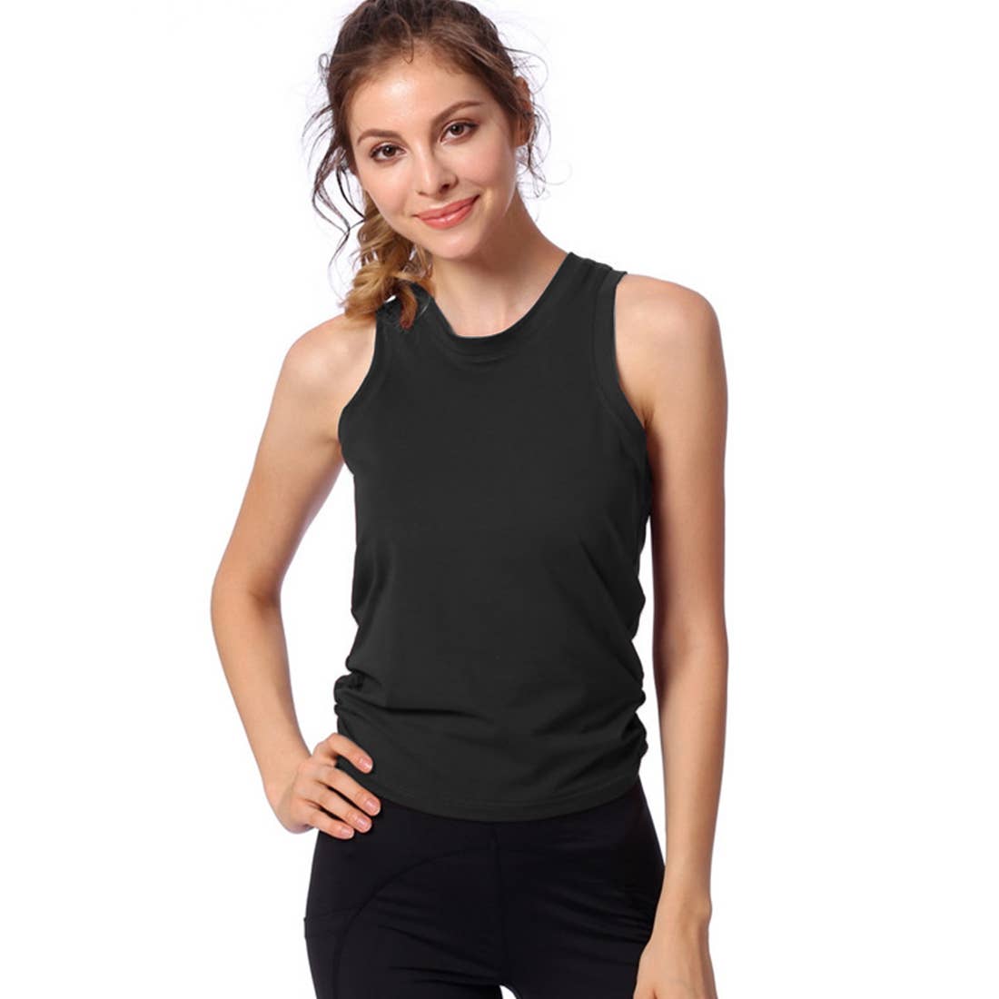 Women Backless Soft Yoga Sport Running Tank Top - Black