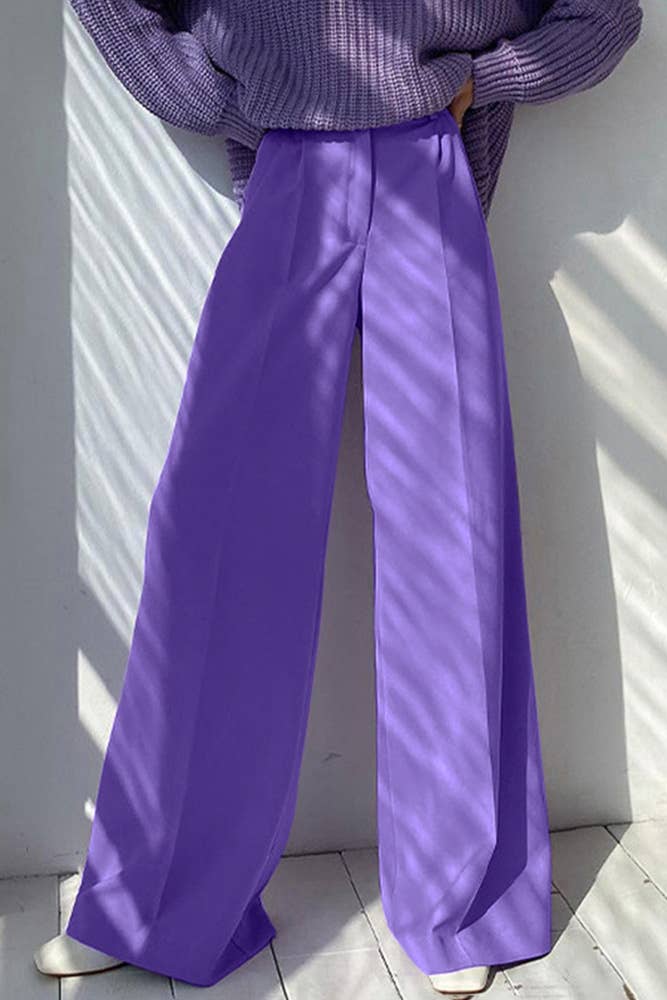 High Waist Wide Leg Pants - Violet