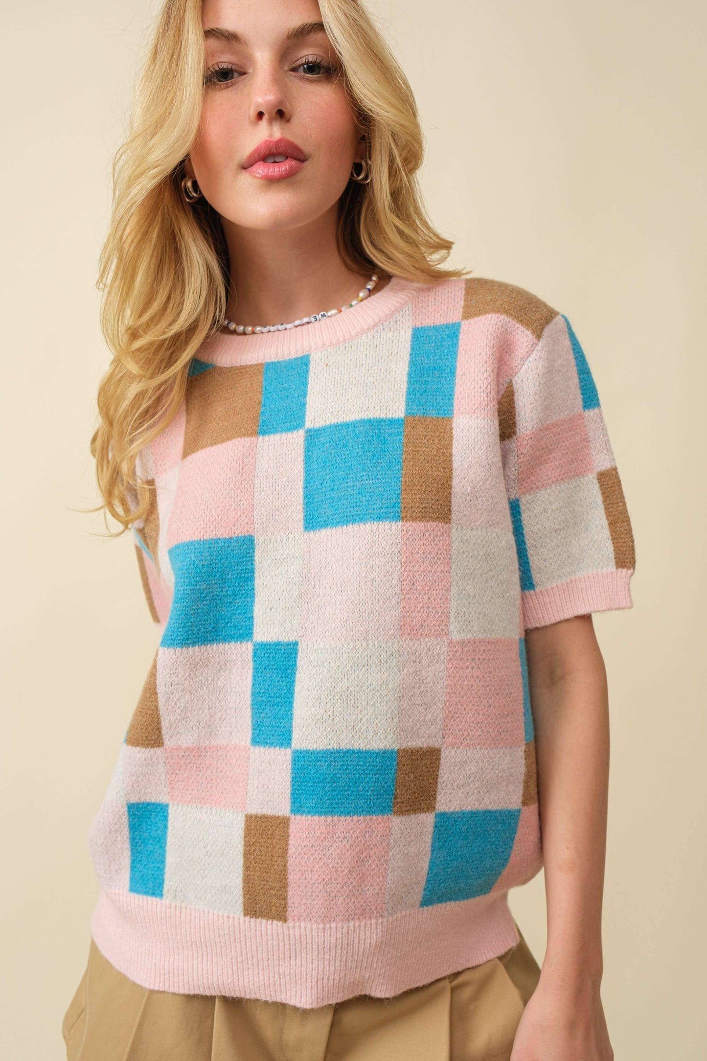 Short Sleeve Sweater - Multi-Color