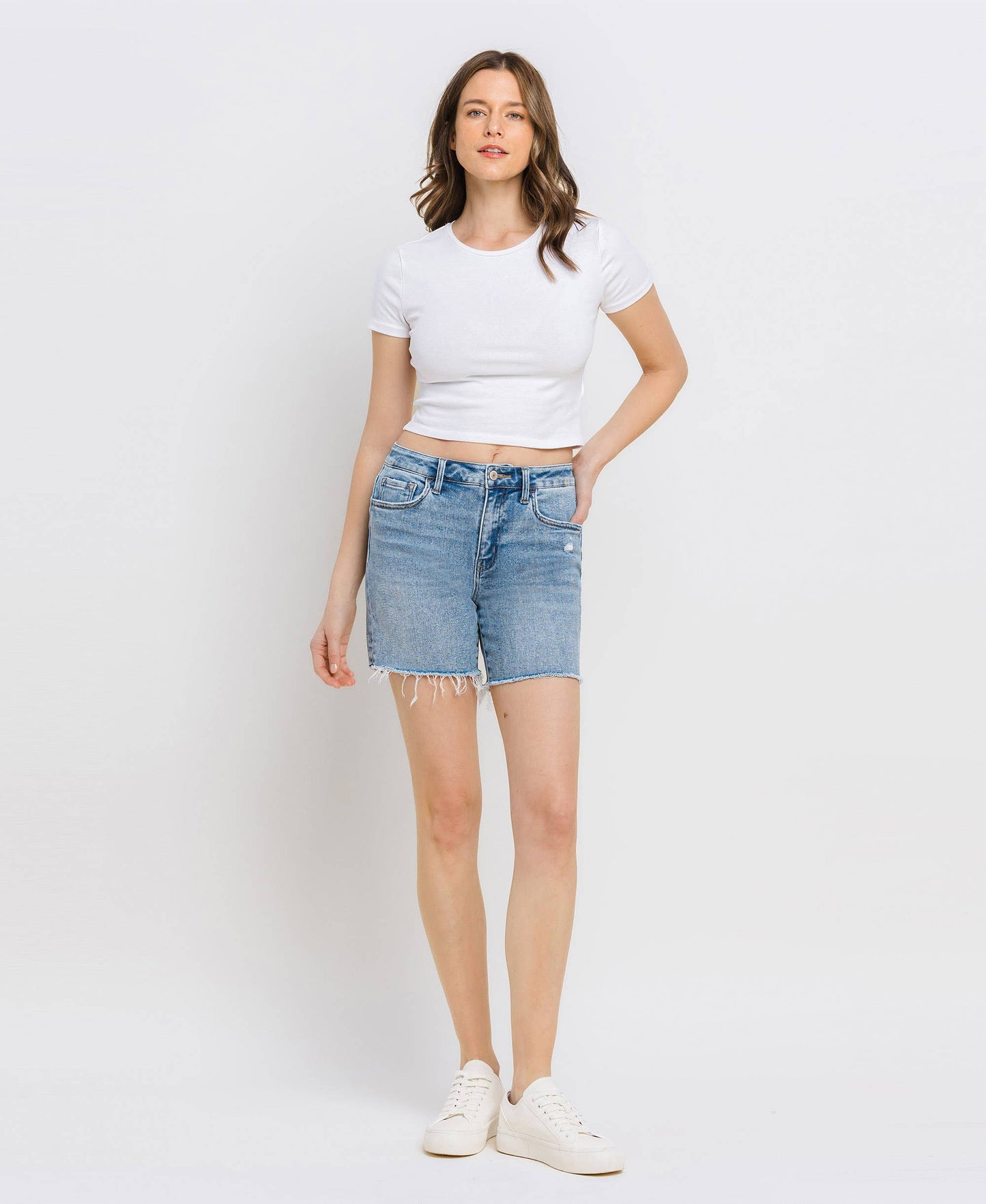 High Rise Midi Short - Light Wash FINAL SALE