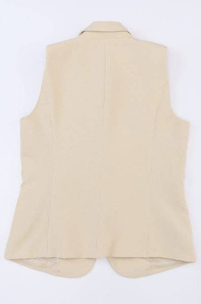 Single Button Vest Blazer - Light Beige