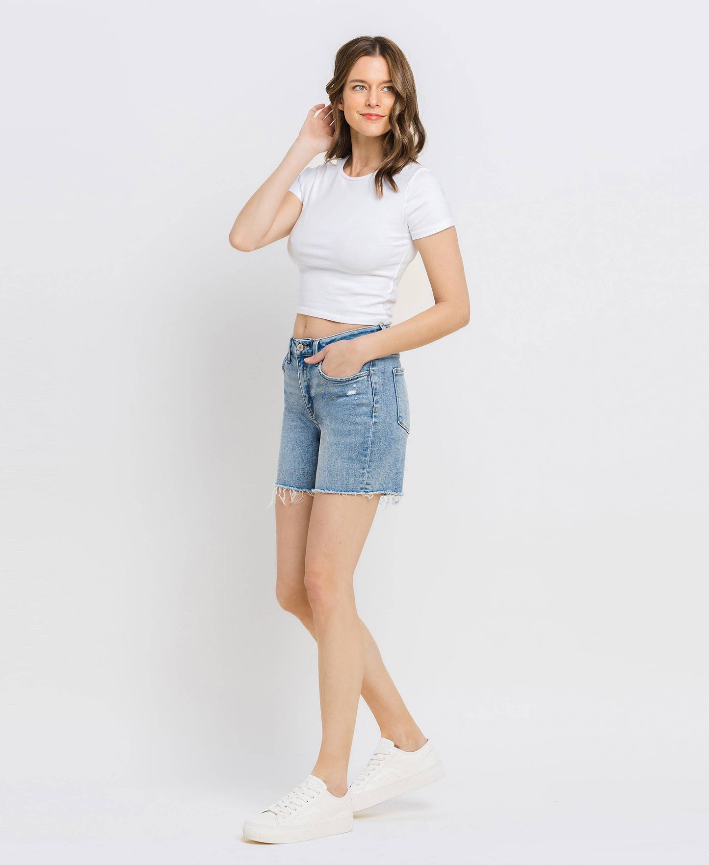 High Rise Midi Short - Light Wash FINAL SALE