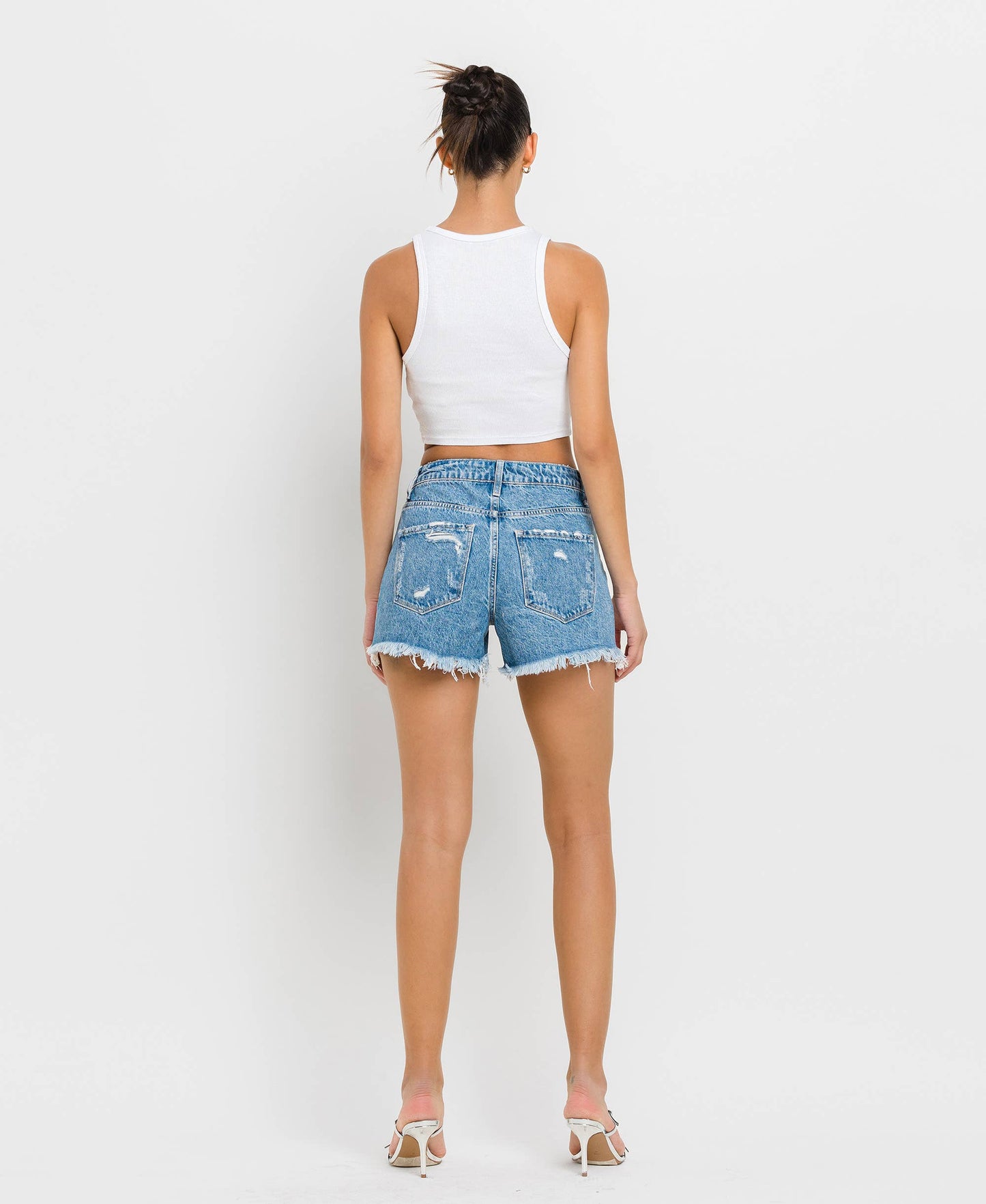 Super High Rise Color Block Shorts - Light Wash FINAL SALE