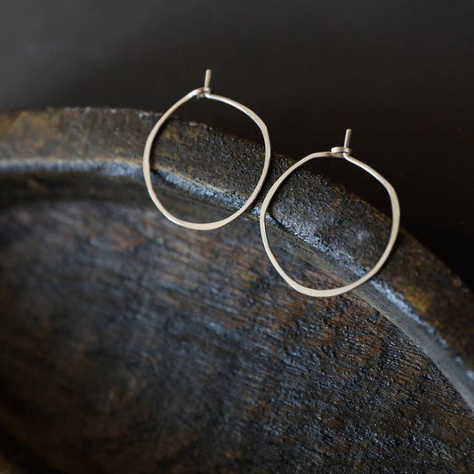 Minimal Imperfect Hoop Earrings - Sterling Silver