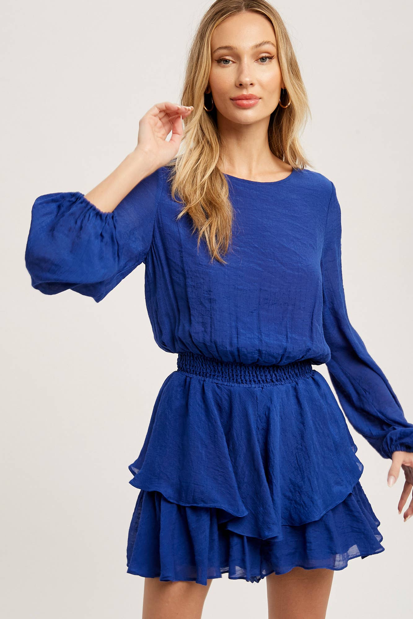 Tiered Flounce Solid Romper - Royal Blue