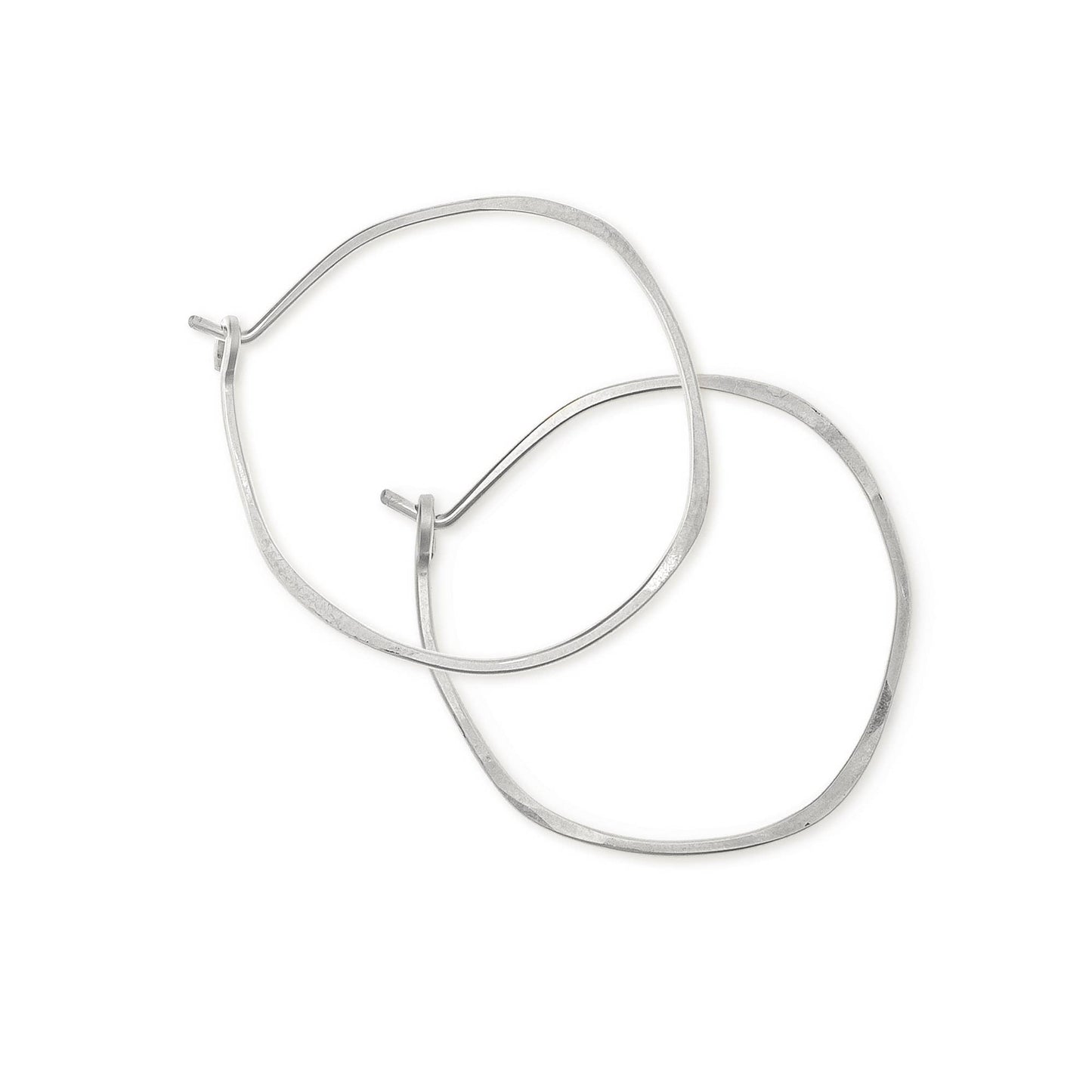 Minimal Imperfect Hoop Earrings - Sterling Silver