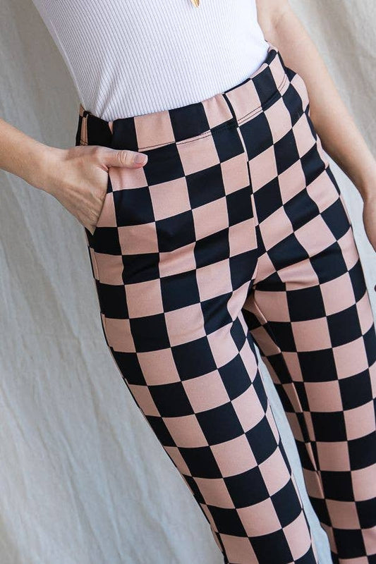 Checkered Pants - Mushroom/Black