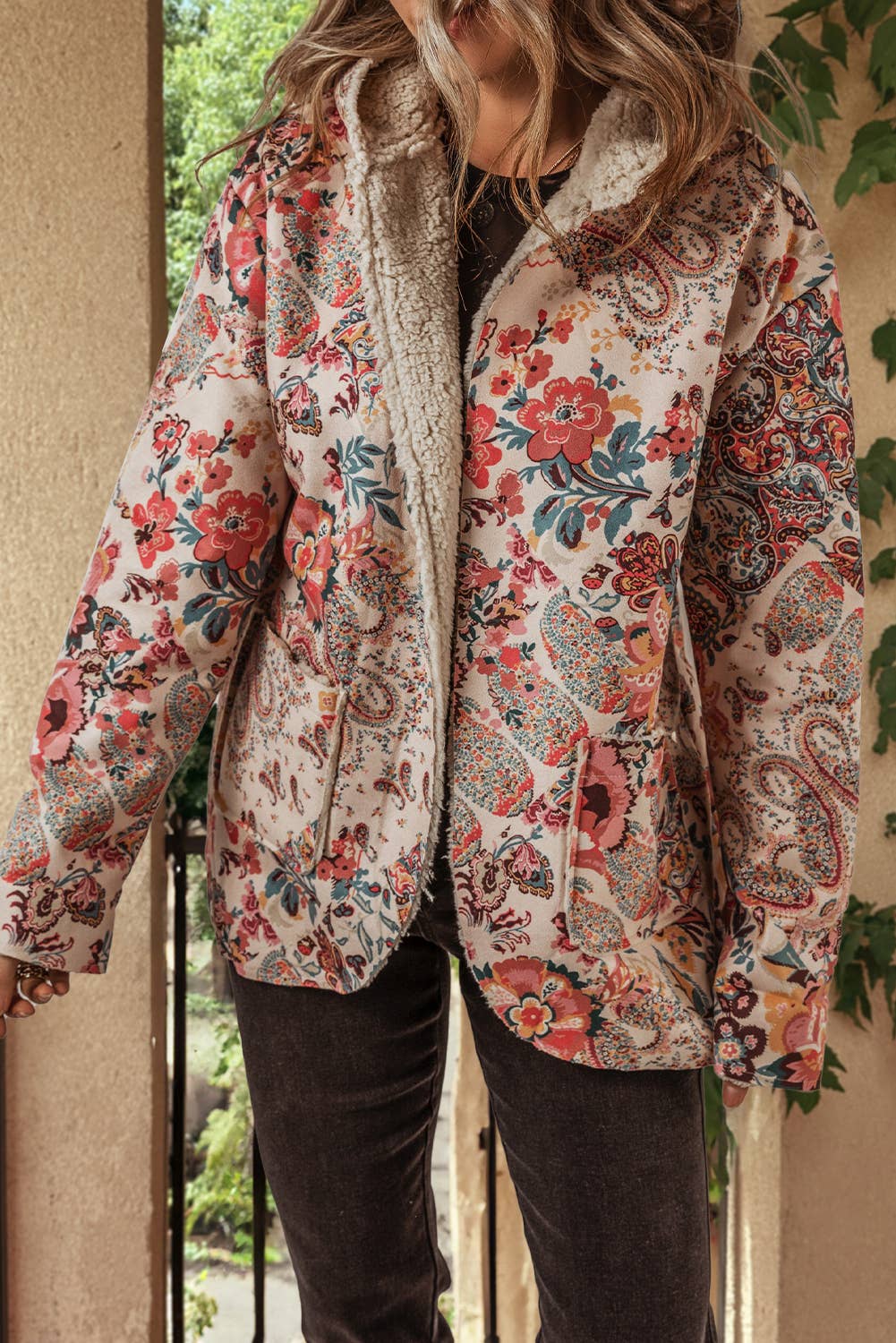 Sherpa Lined Hooded Jacket: Autumn Paisley