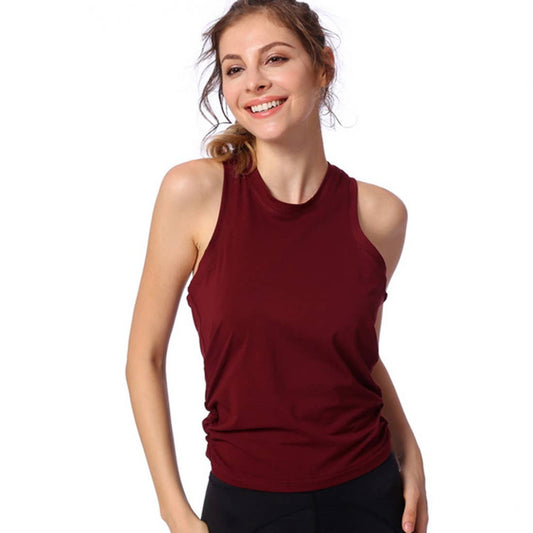 Women Backless Soft Yoga Sport Running Tank Top - Burgundy