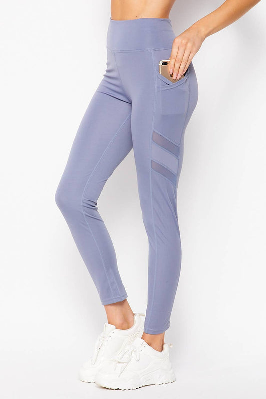 Tummy Control Legging w/ Cell Phone Pocket - Dark Blue Grey