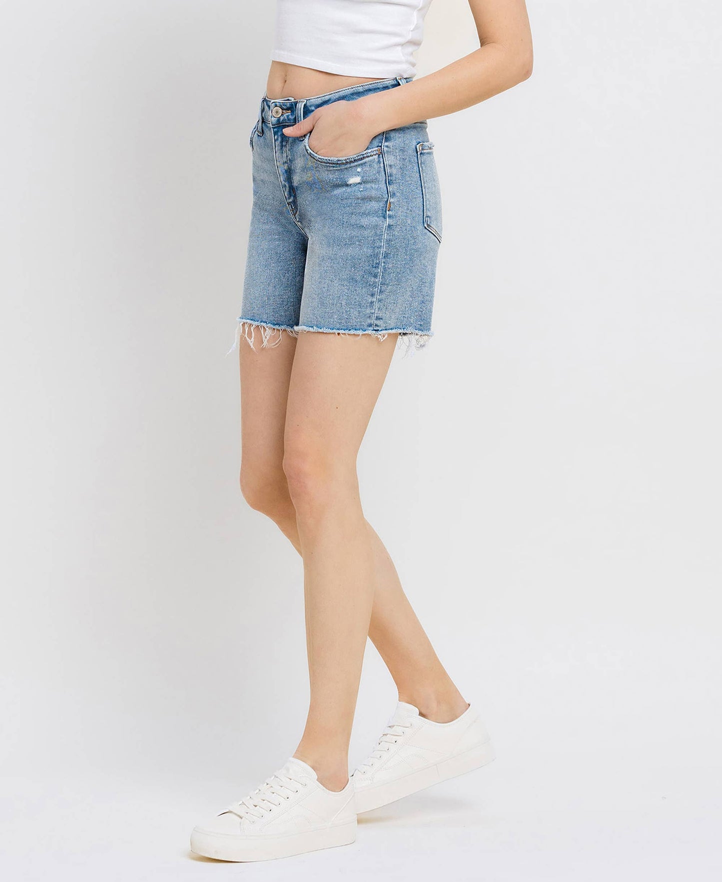 High Rise Midi Short - Light Wash FINAL SALE