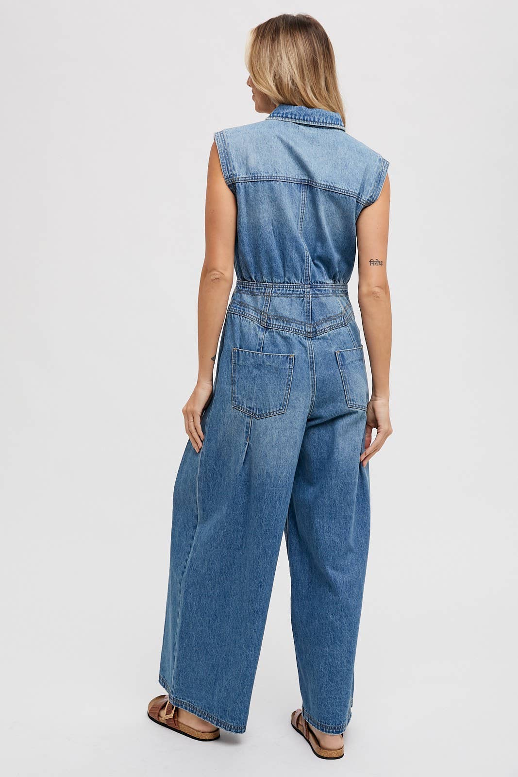 Denim Sleeveless Jumpsuit: Light Wash FINAL SALE