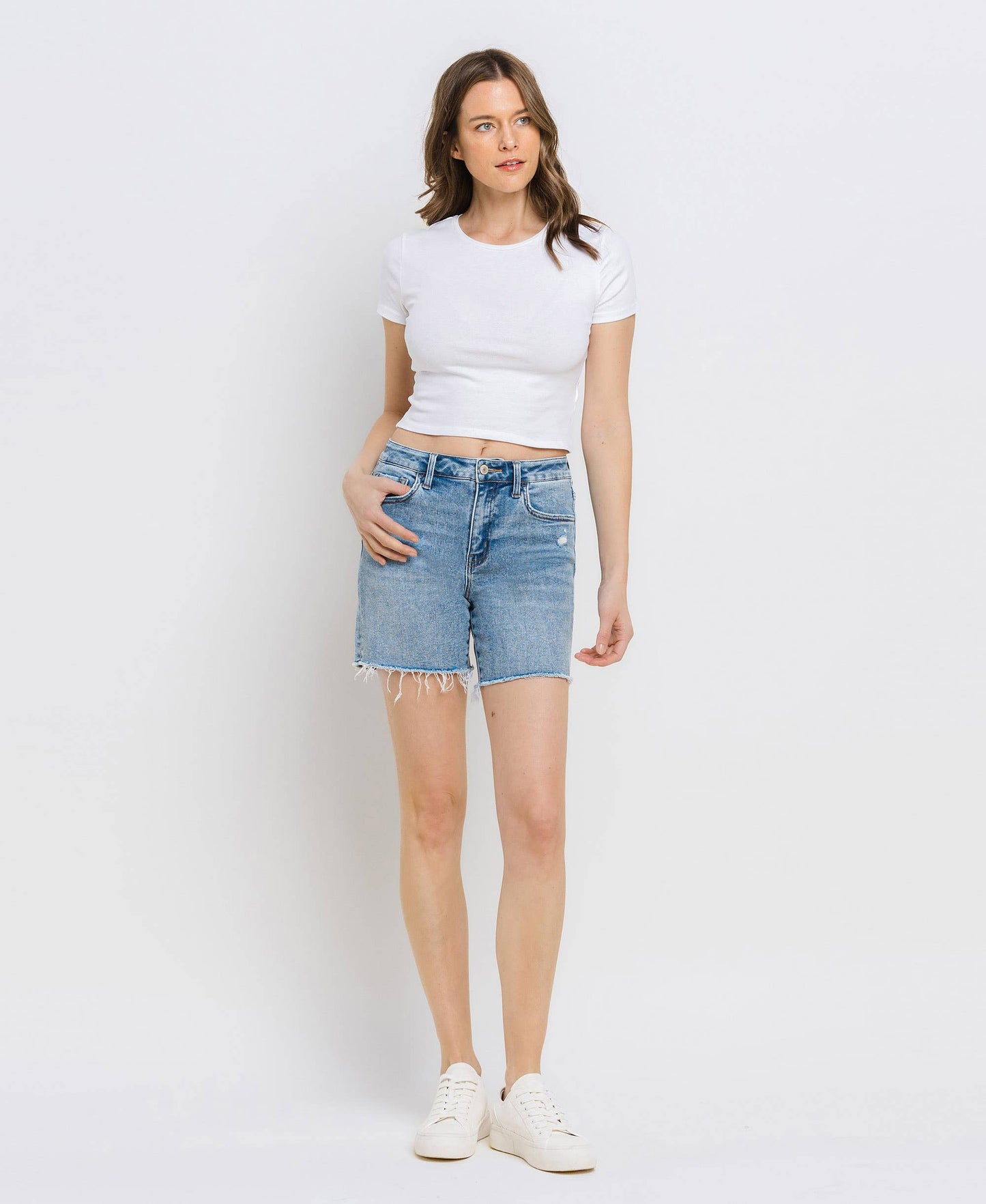 High Rise Midi Short - Light Wash FINAL SALE