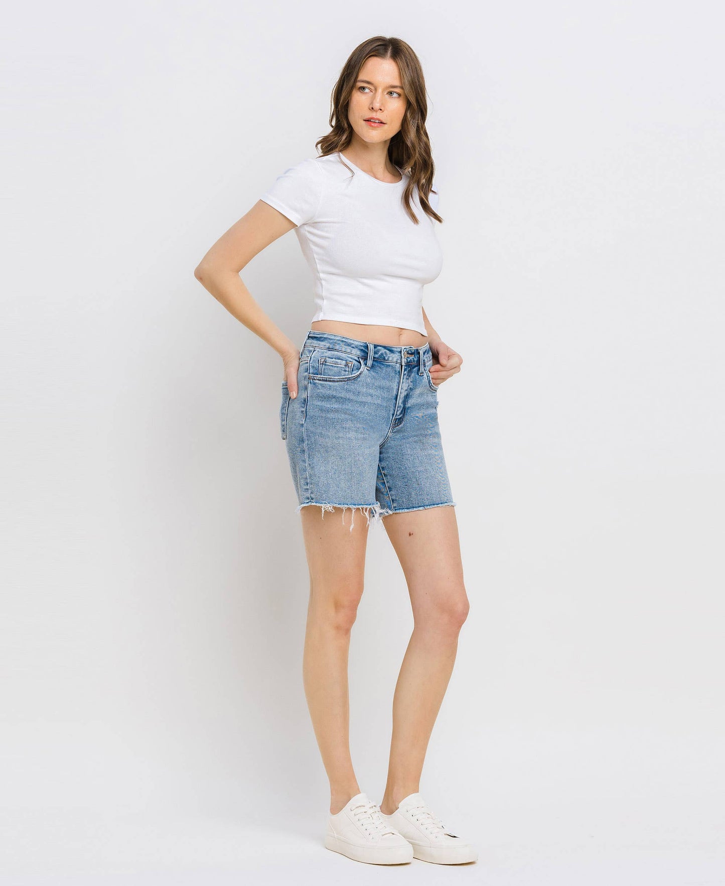 High Rise Midi Short - Light Wash FINAL SALE