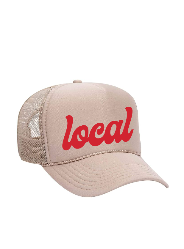 "Local" Trucker Hat - Tan & Red